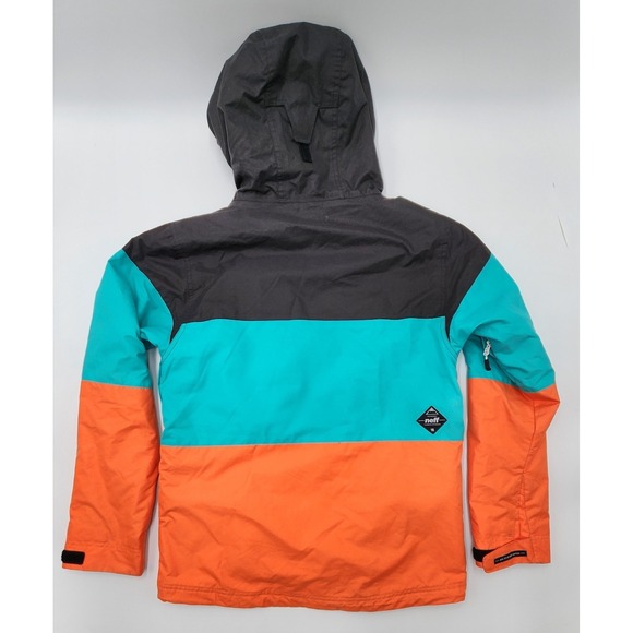 Neff Throwback Poncho Tech Shred Jacket, Men's Large, Orange / ‎ Blue EUC - Picture 14 of 16